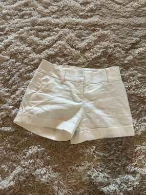 White Women's Linen Blend Cuffed Shorts express
